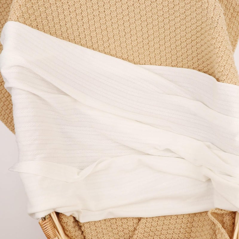 DRESHOW BQUBO Baby Swaddle Blankets for Girls, 4PCS Newborn Accessories Set with Hat and Bow Headband with Hello World Wooden Birth Announcement Card, Baby Blankets for Girls (White) - Image 5